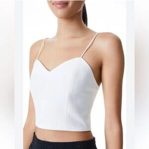NWT Alice & Olivia Archer Cropped Cami SZ LARGE White Classic Top NEW $195